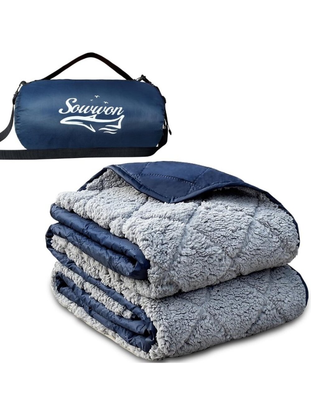 Large Waterproof Outdoor Blanket - 82"x55", Soft Sherpa Fleece, Perfect for